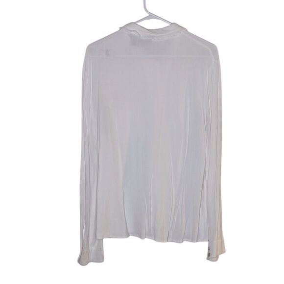 J. Jill Textured Blouse Minimalist Ruffled Collar & Pockets - Picture 3 of 7